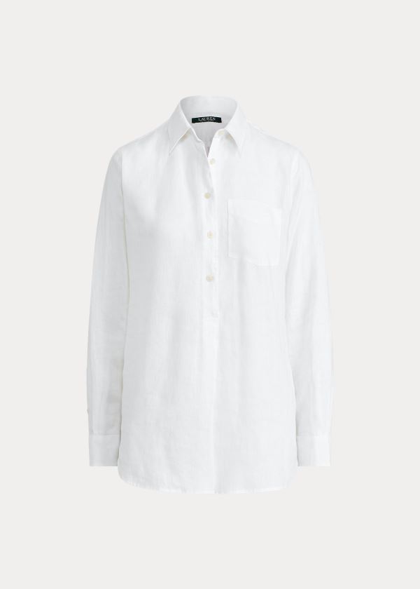 Ralph Lauren Linen Langærmet Skjorter Dame Danmark (KOTGM8607)